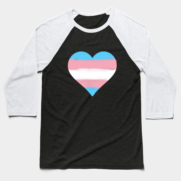 Transgender Flag Heart Baseball T-Shirt by -